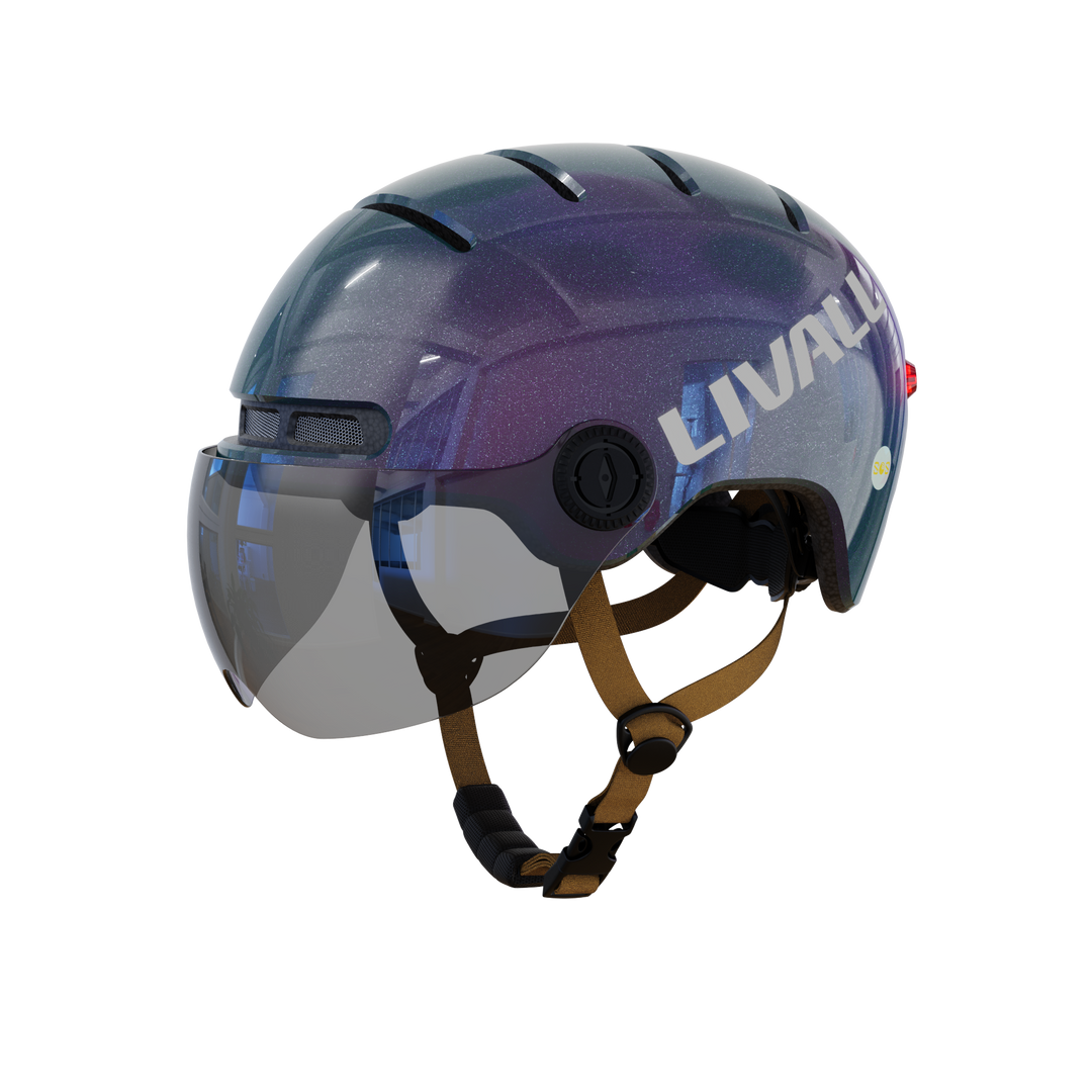 LIVALL L23 cycling purple and blue smart helmet with removable visor