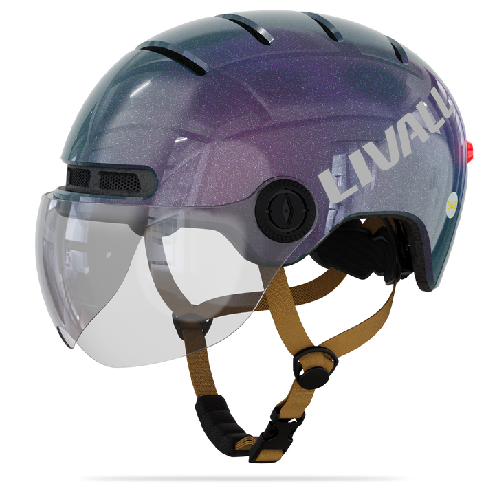 LIVALL L23 cycling purple and blue smart helmet with removable visor