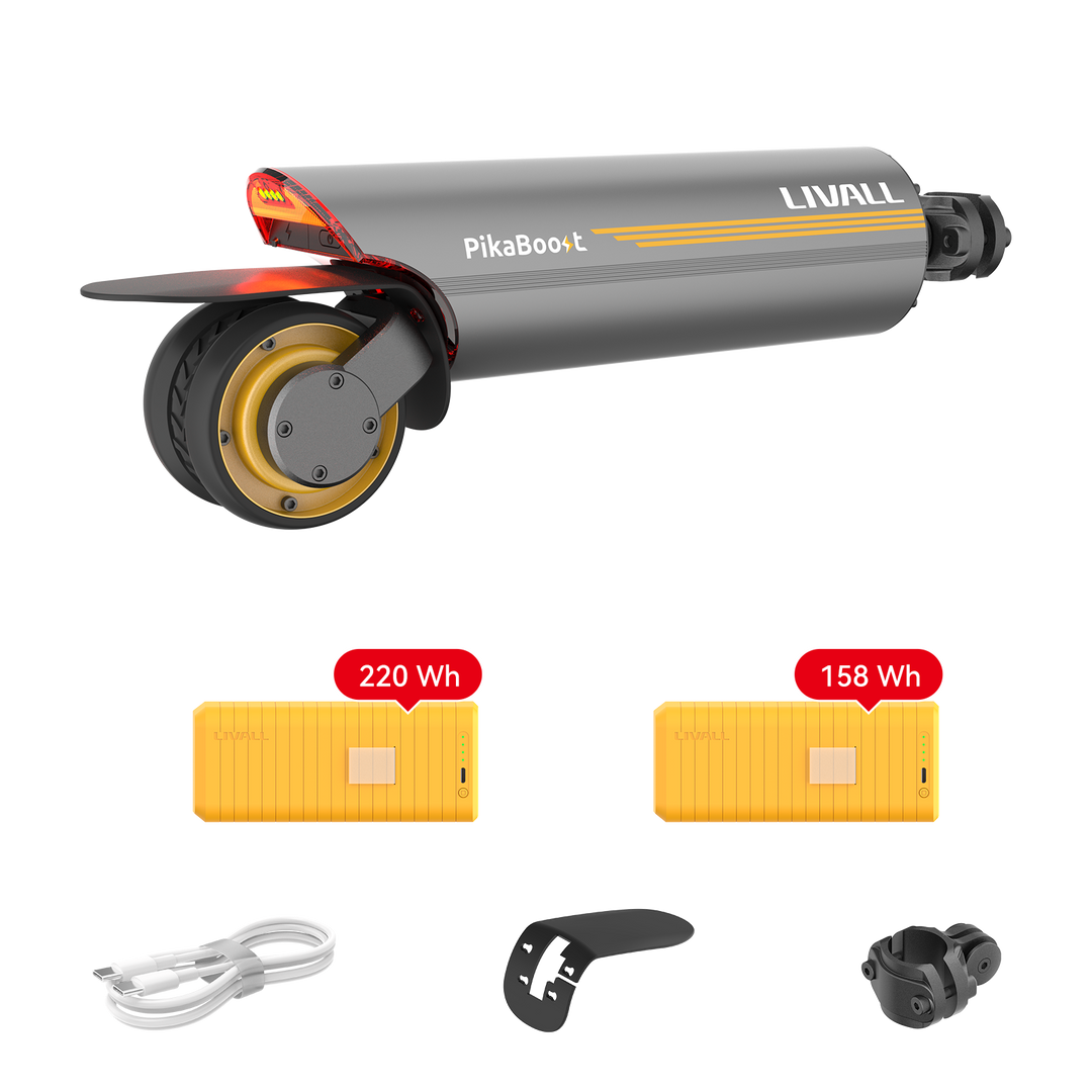 LIVALL PikaBoost 2 rear wheel e-bike conversion kit with swappable battery and USB-C charging port