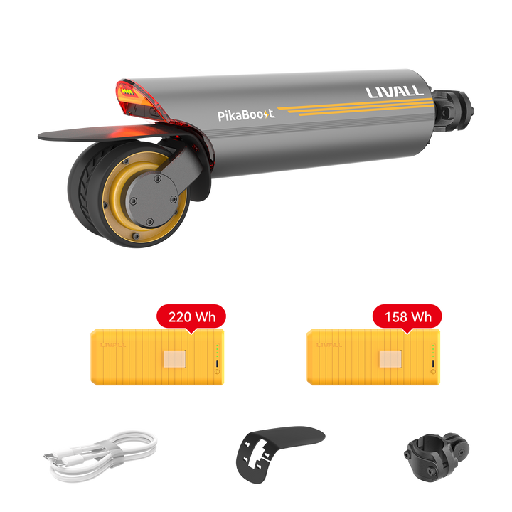 LIVALL PikaBoost 2 rear wheel e-bike conversion kit with swappable battery and USB-C charging port