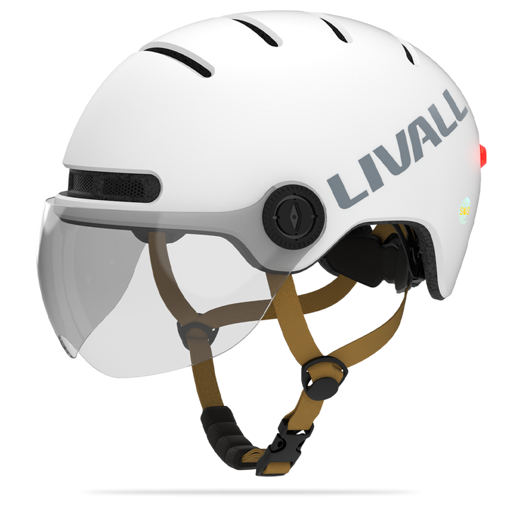 LIVALL L23 cycling white smart helmet with removable visor